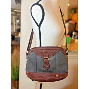 Women's Two-Tone Gray & Brown Crossbody Bag